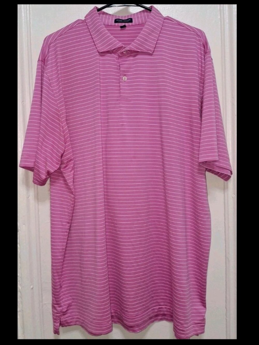 Peter Millar Crown Crafted Polo Shirt Men’s XXL Pink White Striped Golf